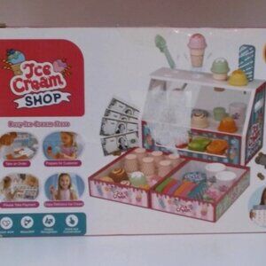 Ice Cream Shop Wooden Toy Set Kids Pretend Play Dessert Stand NIB